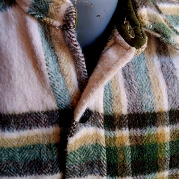 Small Vintage CPO Shirt Jacket Mens Plaid Wool Brent 1960's Montgomery Ward 60s - Picture 4 of 8